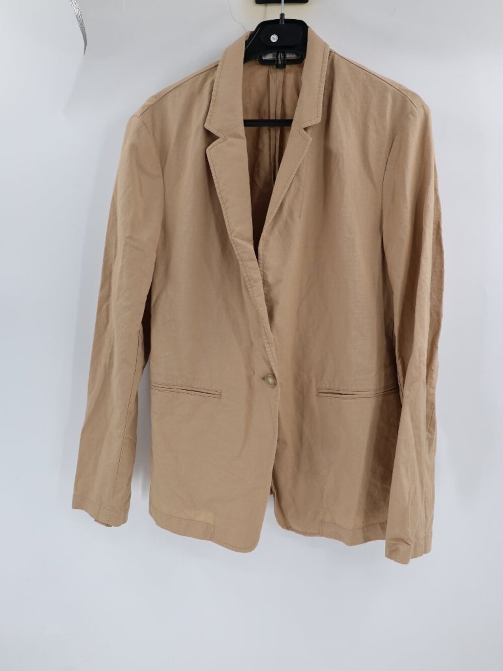 UNIQLO Blazer Women Large Unstructured Rayon Linen One Button Jacket preppy work